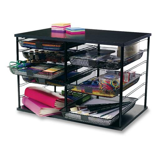 12-Compartment Organizer With Mesh Drawers, 23 4/5" X 15 9/10" X 15 2/5", Black