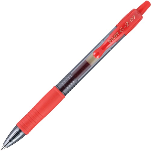 G2 PREMIUM RETRACTABLE GEL PEN, 0.7 MM, RED INK, SMOKE BARREL, DOZEN