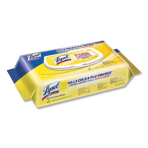 Disinfecting Wipes Flatpacks, 6.69 x 7.87, Lemon and Lime Blosso