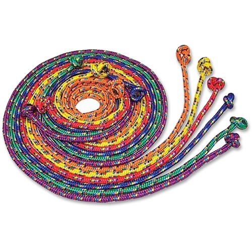 Braided Nylon Jump Ropes, 8ft, 6 Assorted-Color Jump Ropes/set