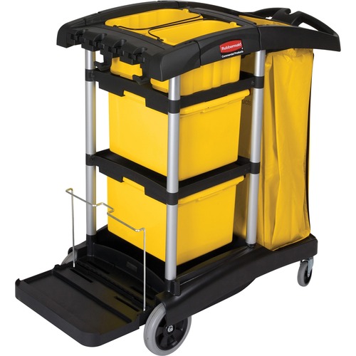 HYGEN M-FIBER HEALTHCARE CLEANING CART, 22W X 48.25D X 44H, BLACK/YELLOW/SILVER