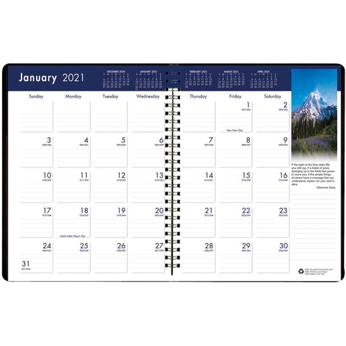 RECYCLED EARTHSCAPES FULL-COLOR MONTHLY PLANNER, 11 X 8.5, BLACK, 2020-2022