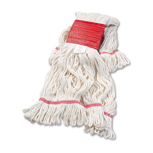 SUPER LOOP WET MOP HEAD, COTTON/SYNTHETIC FIBER, 5" HEADBAND, LARGE SIZE, WHITE