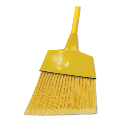 Poly Fiber Angled-Head Lobby Brooms, 55", Yellow Metal Handle, 12/Carton