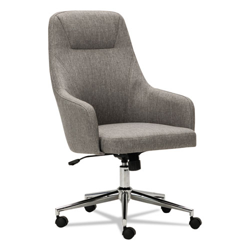 ALERA CAPTAIN SERIES HIGH-BACK CHAIR, SUPPORTS UP TO 275 LBS, GRAY TWEED SEAT/GRAY TWEED BACK, CHROME BASE