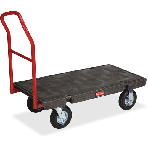 Rubbermaid Commercial Products  Platform Hand Truck,9"x50x13"x24x75",2Fixed/2 Swivel Cast,BK
