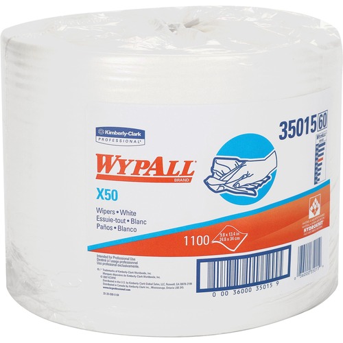 X50 Cloths, Jumbo Roll, 9 4/5 X 13 2/5, White, 1100/roll