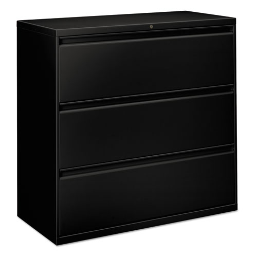 THREE-DRAWER LATERAL FILE CABINET, 42W X 18D X 39.5H, BLACK