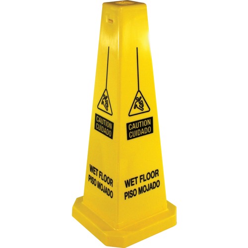 Genuine Joe  Caution Safety Cone,Spanish/English,4-Sided,10"x10"x24",YW