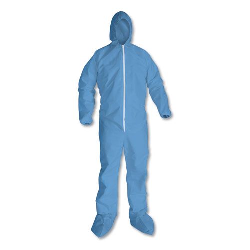 A65 HOOD AND BOOT FLAME-RESISTANT COVERALLS, BLUE, X-LARGE, 25/CARTON