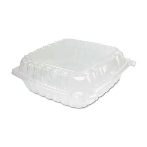 Clearseal Plastic Hinged Container, Large, 9x9-1/2x3, Clear, 100/bag