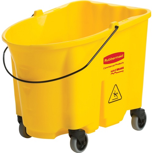 Rubbermaid Commercial Products  WaveBrake Bucket, 35qt Cap, 17.4"x16"x20.1", 4/CT, Yellow