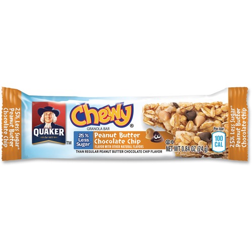Quaker Foods  Chewy Granola Bar, Peanut Butter Chocolate Chip, 96/CT, Blue