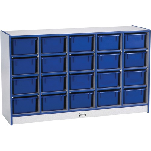 Jonti-Craft, Inc.  Mobile 20 Cubbie-Tray Unit,w/Color Bins,29.5"x48"x15",Blue