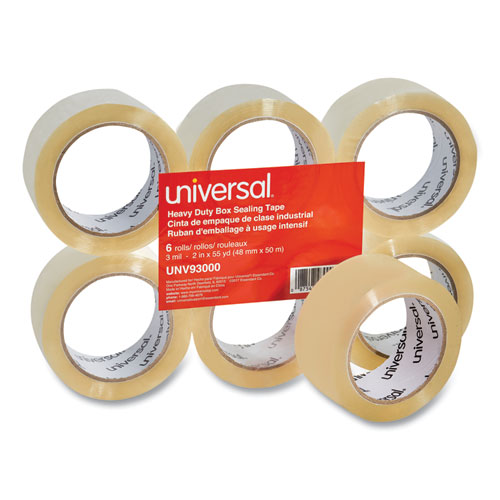 HEAVY-DUTY BOX SEALING TAPE, 3" CORE, 1.88" X 54.6 YDS, CLEAR, 6/BOX