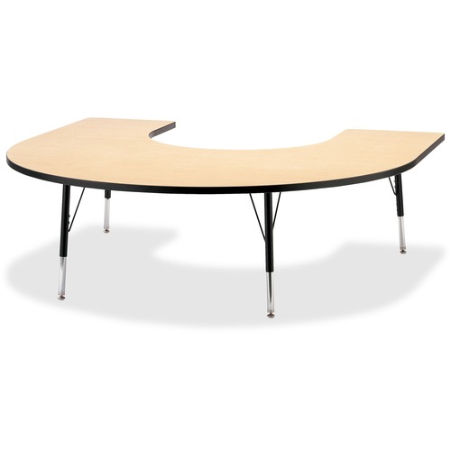 Jonti-Craft, Inc.  Activity Table, Horseshoe, 15"-24"x66"x60", Maple/Black