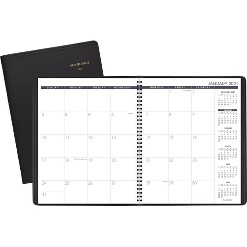 AT-A-GLANCE  Planner, Monthly, 15 Mth, Jan-Mar, 9"x11", Black