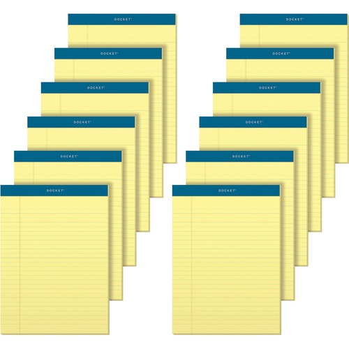 DOCKET RULED PERFORATED PADS, WIDE/LEGAL RULE, 8.5 X 11.75, CANARY, 50 SHEETS, 12/PACK