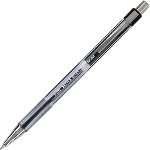 BETTER RETRACTABLE BALLPOINT PEN, MEDIUM 1MM, BLACK INK, SMOKE BARREL, DOZEN