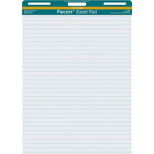 Pacon  Easel Pad, Perforated, 1" Ruled, 27x34", 50 Sheets, White