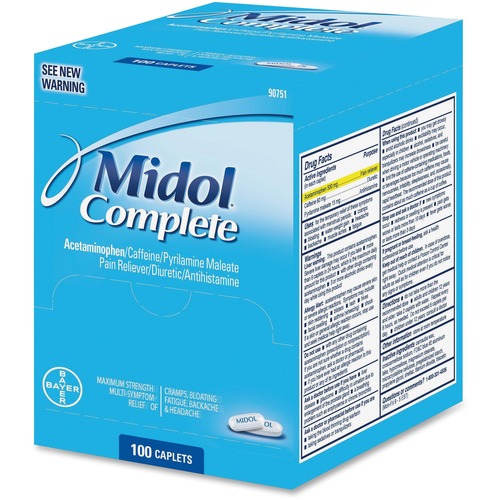 Acme United Corporation  Midol Complete, Acetaminophen, 100/BX, Blue