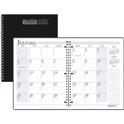 House Of Doolittle  Monthly Planner, 2PPM, 14Mth July-Aug, Black
