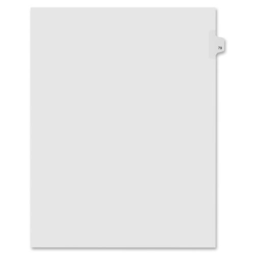 Kleer-Fax, Inc.  Index Dividers,Number 79,Side Tab,1/25 Cut,Letter,25/PK,WE