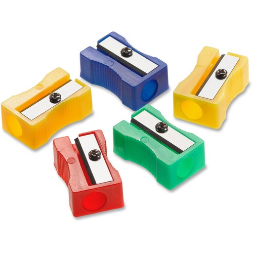 ONE-HOLE MANUAL PENCIL SHARPENERS, 4" X 2" X 1", ASSORTED COLORS, 24/PACK