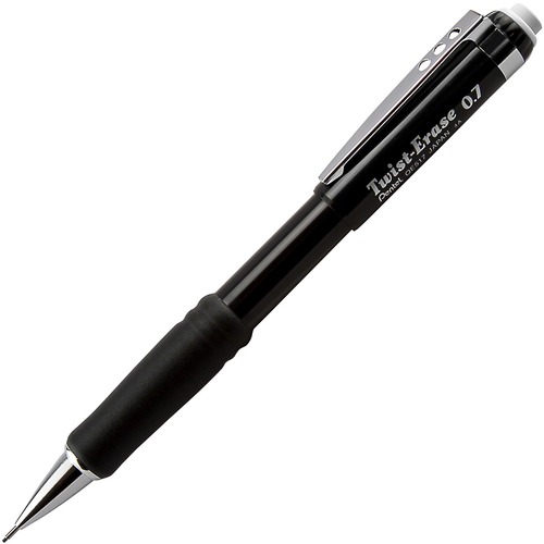 TWIST-ERASE III MECHANICAL PENCIL, 0.7 MM, HB (#2.5), BLACK LEAD, BLACK BARREL