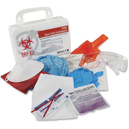 ProGuard  Bloodborne Pathogen Kit, w/Hvy-Dty Plastic Case, White/Red
