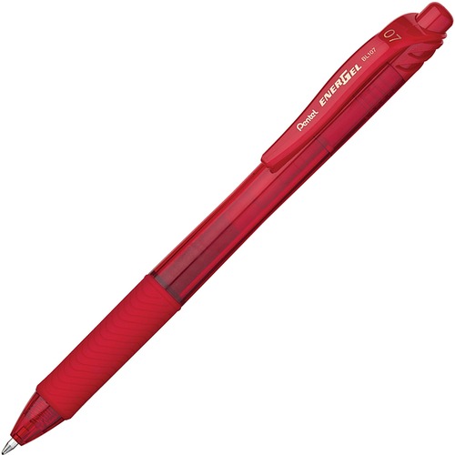 ENERGEL-X RETRACTABLE GEL PEN, 0.7 MM METAL TIP, RED INK/BARREL, DOZEN