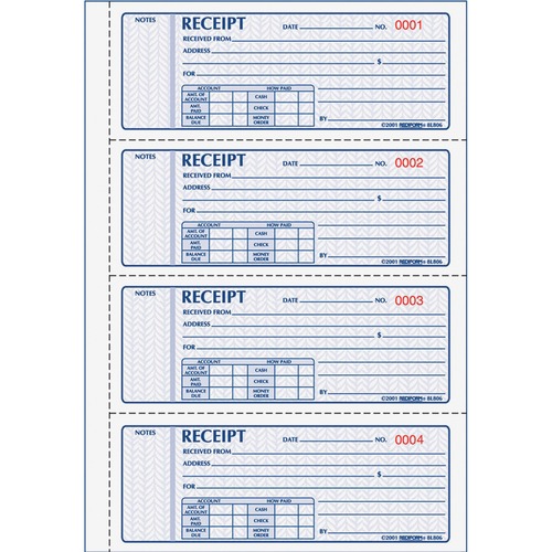 BOOK,RECEIPT,2PT,4 PER PAGE