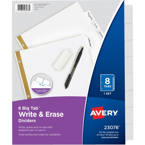 DIVIDERS,WRITE-ON,ERSBL,8TB