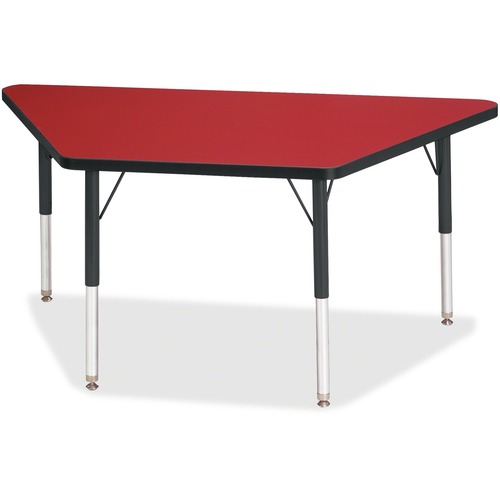 Jonti-Craft, Inc.  Activity Table, Trapezoid, 15"-24"x24"x48", Red/Black