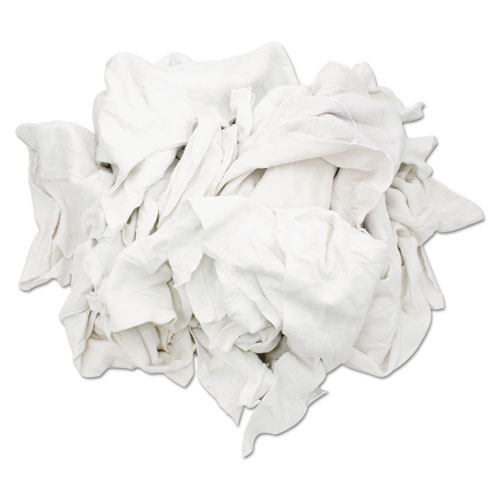 Reclaimed White Sweatshirt Rags, Bleached White, 50 Lb Box