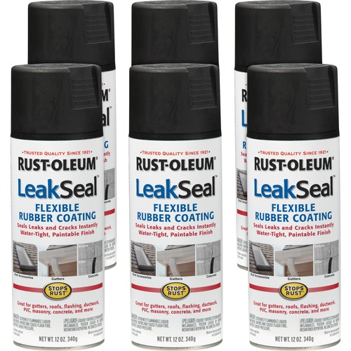 Rust-Oleum  Rubber Coating,Flexible,Paintable Finish,12 oz,6/CT,Black