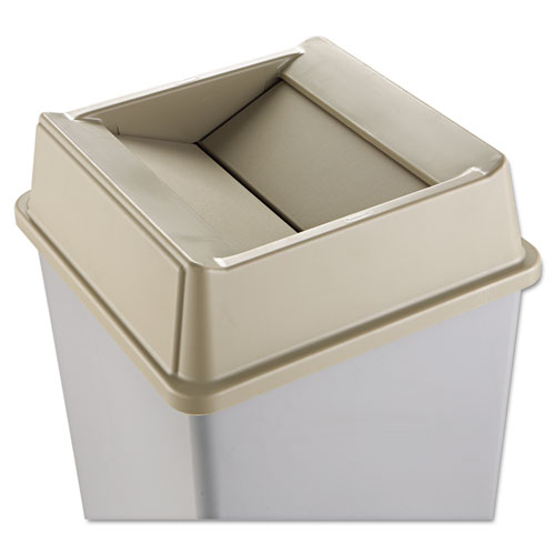 UNTOUCHABLE SQUARE SWING TOP LID, PLASTIC, 20.13W X 20.13D X 6.25H, BEIGE