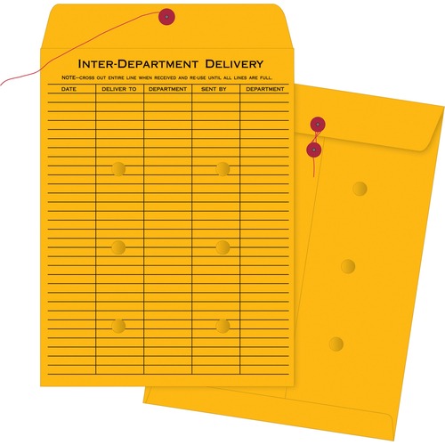 Business Source  Inter-Dept Envelopes,Str/Button,32lb, 10"x13", 100/BX, BKFT