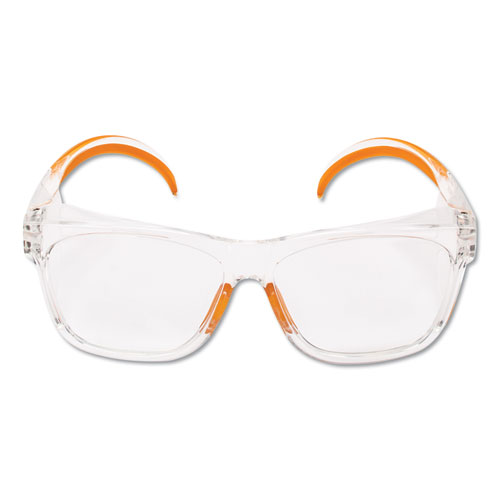 MAVERICK SAFETY GLASSES, CLEAR/ORANGE, POLYCARBONATE FRAME