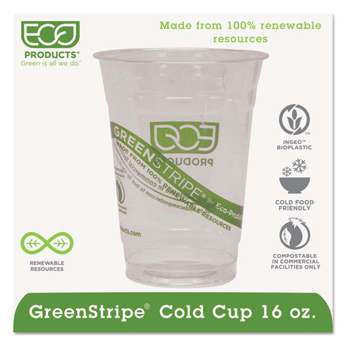 GREENSTRIPE RENEWABLE AND COMPOSTABLE COLD CUPS - 16 OZ, 50/PACK, 20 PACKS/CARTON