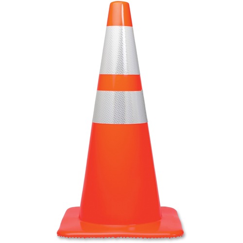 Traffic Cone, 28h X 14w X 14d, Orange/silver
