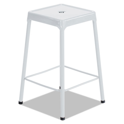 BAR-HEIGHT STEEL STOOL, 29" SEAT HEIGHT, SUPPORTS UP TO 250 LBS., WHITE SEAT/WHITE BACK, WHITE BASE