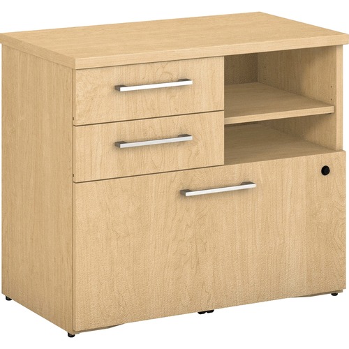 Bush Business Furniture  Piler Filer Cabinet, Drawers, Cubby, 30"x17"x26", N Maple