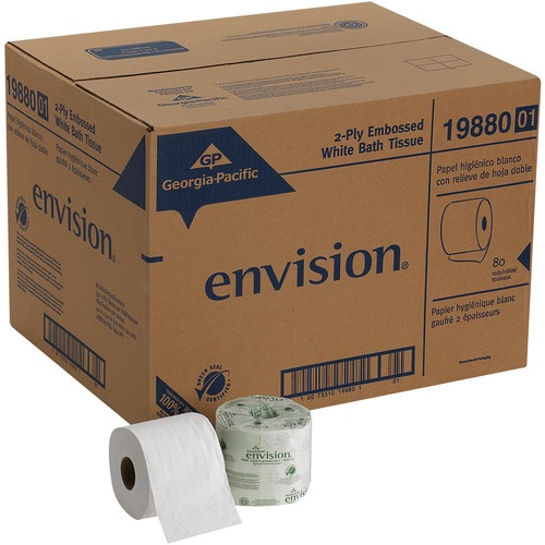 BATHROOM TISSUE, SEPTIC SAFE, 2-PLY, WHITE, 550 SHEETS/ROLL, 80 ROLLS/CARTON