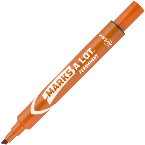 MARKS A LOT LARGE DESK-STYLE PERMANENT MARKER, BROAD CHISEL TIP, ORANGE, DOZEN, (8883)