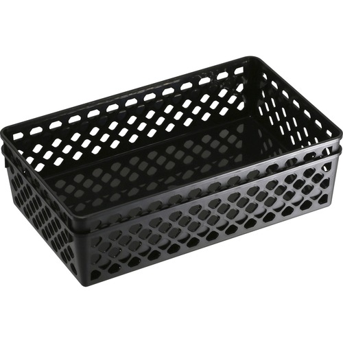 Recycled Supply Basket, 10.0625" x 6.125" x 2.375", Black, 2/Pack