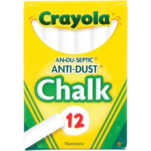 Nontoxic Anti-Dust Chalk, White, 12 Sticks/box