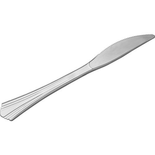 Reflections Heavyweight Plastic Utensils, Knife, Silver, 7 1/2", 40/pack