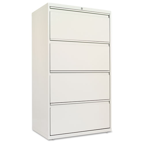 FOUR-DRAWER LATERAL FILE CABINET, 30W X 18D X 52.5H, LIGHT GRAY