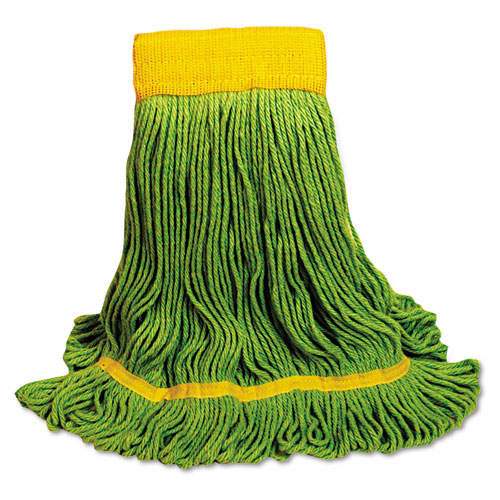 Ecomop Looped-End Mop Head, Recycled Fibers, Medium Size, Green